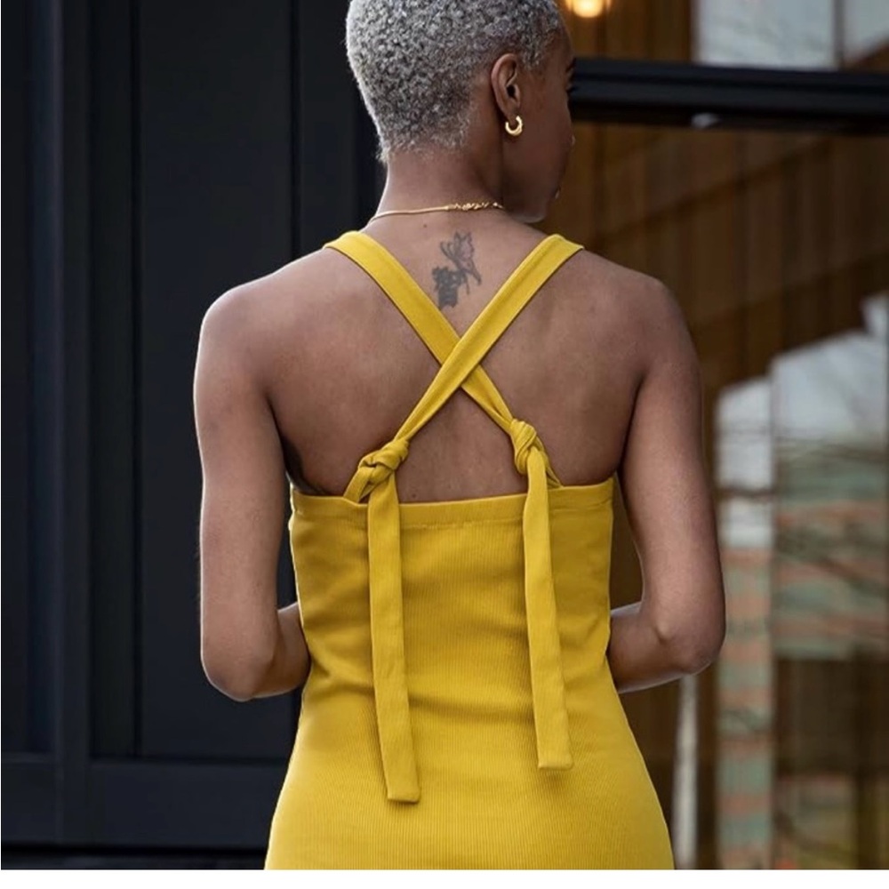 Sunny Yellow Halter Sheath Dress